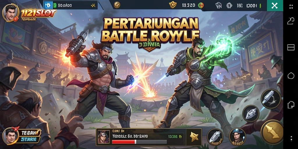 Tampilan aksi pertarungan seru dalam 1121SLOT di arena Battle Royale.