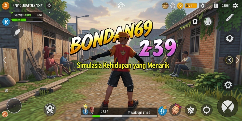 Tangkapan layar menunjukkan karakter yang menjelajahi dunia simulasi BONDAN69.
