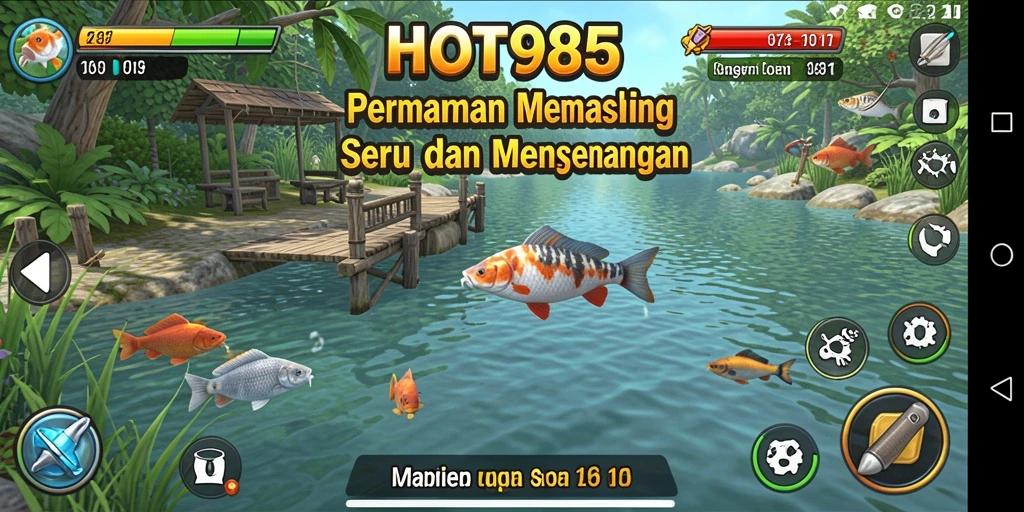 Tampilan screenshot HOT985 menunjukkan keseruan saat memancing.