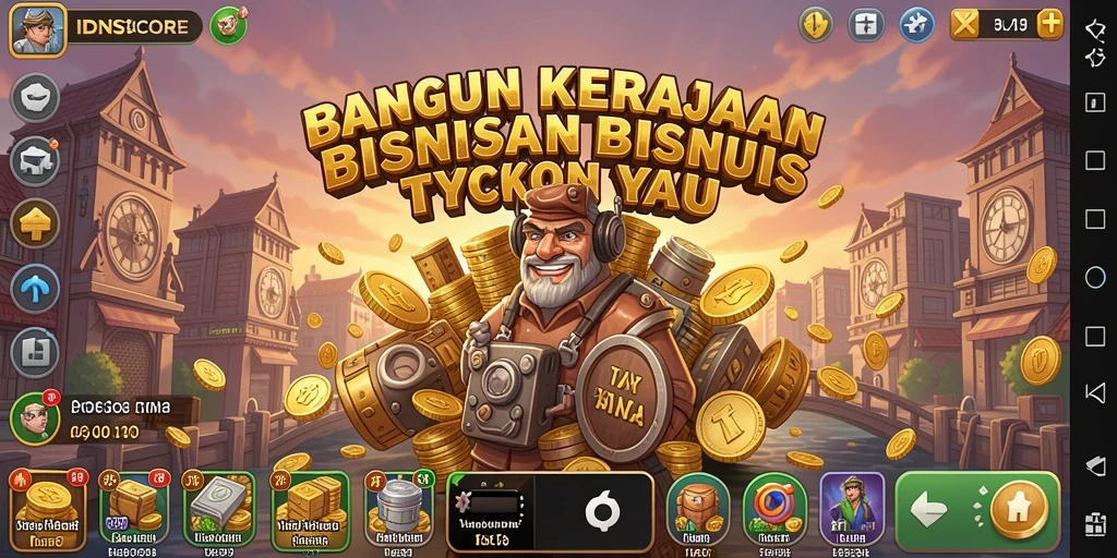 Tampilan menarik dari gameplay <strong>IDNSCORE</strong> saat membangun kerajaan bisnis.