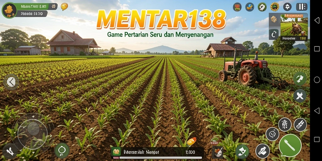 Screenshot gameplay MENTARI138: tampilan ladang yang subur dan tanaman yang beragam.
