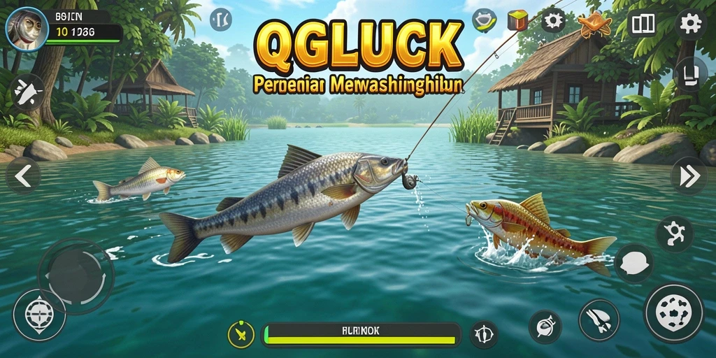 Screenshot gameplay QGLUCK dengan tampilan memancing yang mempesona.