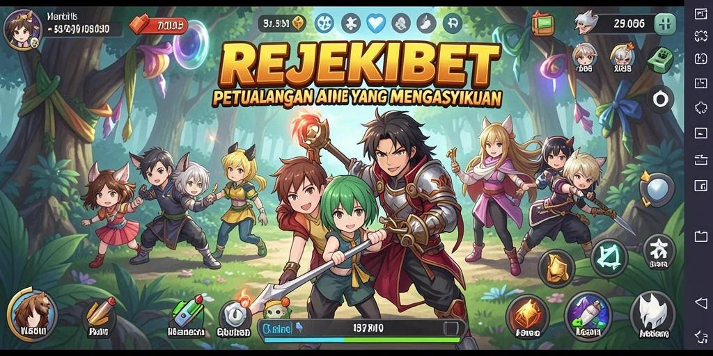 Tampilan gameplay dari REJEKIBET dengan karakter Anime yang beraksi.