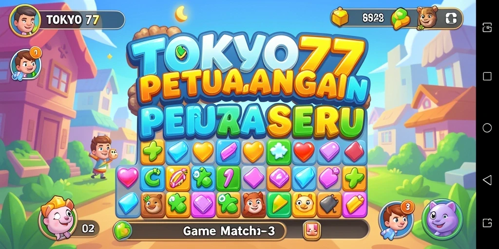 Screenshot gameplay TOKYO77 dengan level Match-3 yang seru